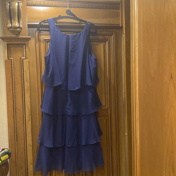 Bellisima Fashion Navy Blue Embellished Tiered Sleeveless Dress Size 14 - Picture 4 of 7